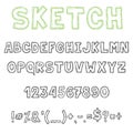 Sketch font, decorative latin alphabet type set.