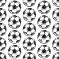 Sketch football ball, vector seamless pattern