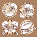 Sketch football logotypes in vintage style