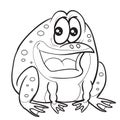 Sketch, frog with big eyes, coloring book, cartoon illustration, isolated object on white background, vector