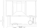 Sketch of fume hood and cupboards Royalty Free Stock Photo