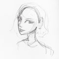 Sketch of girl`s head with cheerful face