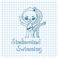 Sketch Girl Synchronized Swimmer