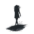 Sketch of a girl walking with an easy gait, hardly touching the ground ...