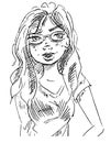 Sketch of a girl wearing eyeglasses