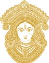 Sketch of Goddess Chamundi or Durga Maa Outline Editable Vector Illustration