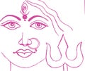 Sketch of Goddess Chamundi or Durga Maa Outline Editable Vector Illustration Royalty Free Stock Photo