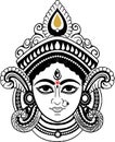 Sketch of Goddess Chamundi or Durga Maa Outline Editable Vector Illustration Royalty Free Stock Photo