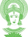 Sketch of Goddess Chamundi or Durga Maa Outline Editable Vector Illustration Royalty Free Stock Photo