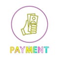 Sketch Hand with Dollar Payment Lineout Style Icon Royalty Free Stock Photo