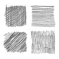 Sketch hatching pen. Pen scribble effects. Doodle freehand sketchy clipart. Messy hand drawn monochrome pattern. Square