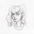 Sketch of head of girl matted hair Royalty Free Stock Photo