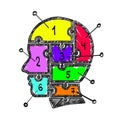 Sketch head puzzle numbers info. Royalty Free Stock Photo