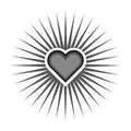 Sketch heart rays icon. Black heart. Love icon. Vector illustration.