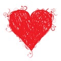 Sketch heart shape red for your design Royalty Free Stock Photo