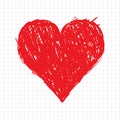 Sketch heart shape red for your design Royalty Free Stock Photo