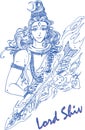 Sketch of hindu famous god Lord shiva editable outline illustration