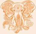Sketch of Hindu God Lord Ganesha or Vinayaka Outline Editable Vector Illustration