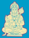 Sketch of hindu powerful god Lord Hanuman editable outline illustration