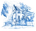 Sketch of historic house in Amersfoort, Netherlands Royalty Free Stock Photo