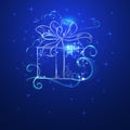 Sketch holiday box with bow Royalty Free Stock Photo