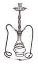 Sketch of a hookah for a lounge cafe. Hand drawn Hookah isolated