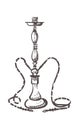 Sketch of a hookah for a lounge cafe. Hand drawn Hookah isolated