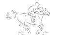 Sketch horseman galloping on horse Royalty Free Stock Photo