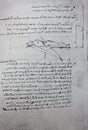 Sketch with human body. Manuscripts of Leonardo da Vinci. Code A Folio 38 recto in the vintage book Leonardo da Vinci by A.L.