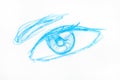 Sketch of human eye hand drawn by blue pencil Royalty Free Stock Photo