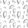 Sketch ice cream pattern. Hand drawn seamless background with sketch style popsicle ice creams. Royalty Free Stock Photo