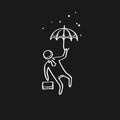 Sketch icon in black - Businessman umbrella Royalty Free Stock Photo