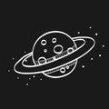 Sketch icon in black - Planet Saturn