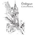 Sketch illustration of Cartagena, Colombia