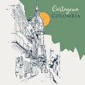 Sketch illustration of Cartagena, Colombia