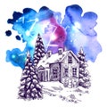 Sketch illustration christmas Royalty Free Stock Photo