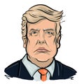 Sketch illustration of Donald Trump portrait, president of the USA