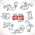 Sketch illustration of playful cats