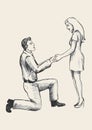 Sketch illustration of a proposing man