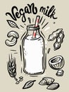 Sketch illustration of vegan milk.