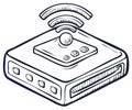 Sketch illustration of wireless router with control panel and visible connections for data transfer Royalty Free Stock Photo