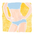 Sketch illustration of a young healthy slim woman body with a fl Royalty Free Stock Photo