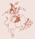 Sketch of Indian's famous and powerful god Lord Shiva and Parvati love with free space for text