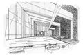Sketch interior perspective swimming pools