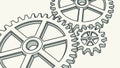 Sketch of Intermeshed Mechanical Gears and Cogs, vector design Generative AI Royalty Free Stock Photo