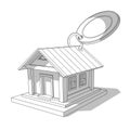 Sketch of Isometric image of private house with round tally isolated