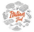 Sketch Italian Food Elements Collection