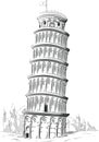 Sketch of Italy Landmark - Tower of Pisa Royalty Free Stock Photo