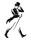 Sketch of Johnny Walker of Car & Vehicle Sticker Editable Outline Illustration Royalty Free Stock Photo