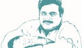 Sketch of Kannada Film Actor Rebel Star Ambarish Outline Vector Editable Illustration